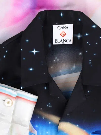 Casablanca Mens Galactic Connection Cuban-collar Graphic-pattern Silk Shirt In Multi