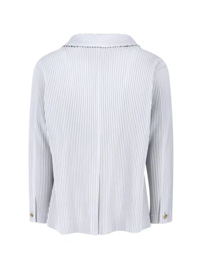 Issey Miyake Striped Pattern Blazer Notched Lapel In Gray