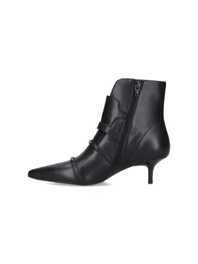Pinko Buckle-detail Pointed-toe Boots In Black