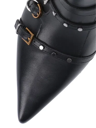Pinko Buckle-detail Pointed-toe Boots In Black
