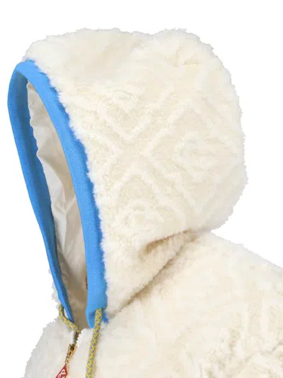 Casablanca Men Beige Jacket With All-over Monogram And Fixed Hood In Fabric Man In White