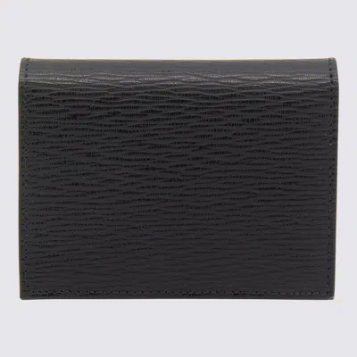 Ferragamo Compact Textured Leather Wallets In Black