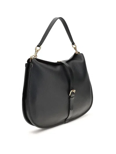 Etro Leather Textured Shoulder Bag In Black