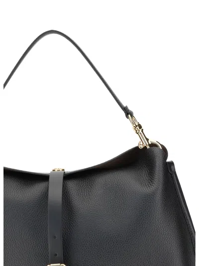 Etro Leather Textured Shoulder Bag In Black