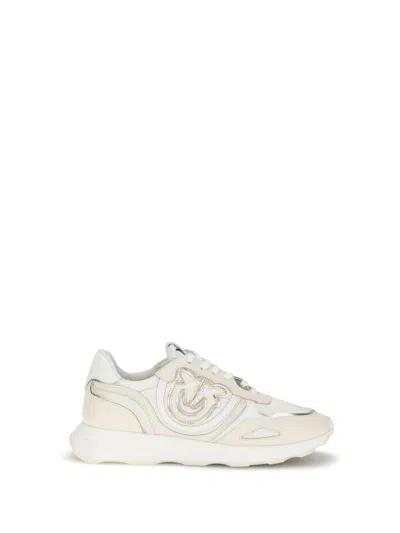 Pinko Suede Zoe Sneakers With Logo In Neutral