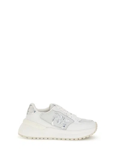 Pinko Logo And Mirrored Detail Sneakers In White