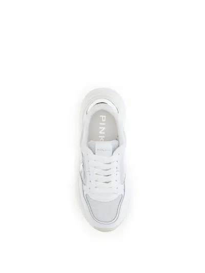 Pinko Logo And Mirrored Detail Sneakers In White