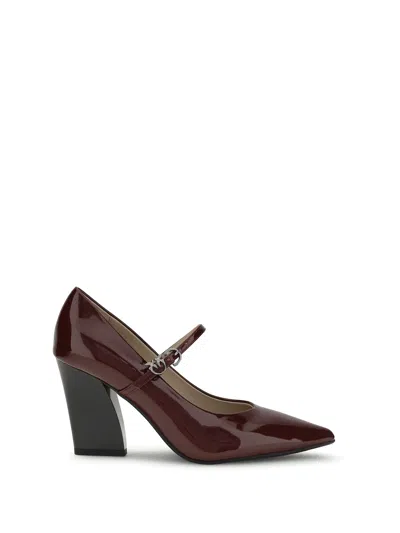 Pinko Bordeaux Calf Leather Bos Taurus High Heel Pumps In Burgundy