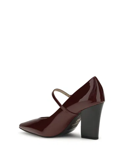Pinko Bordeaux Calf Leather Bos Taurus High Heel Pumps In Burgundy