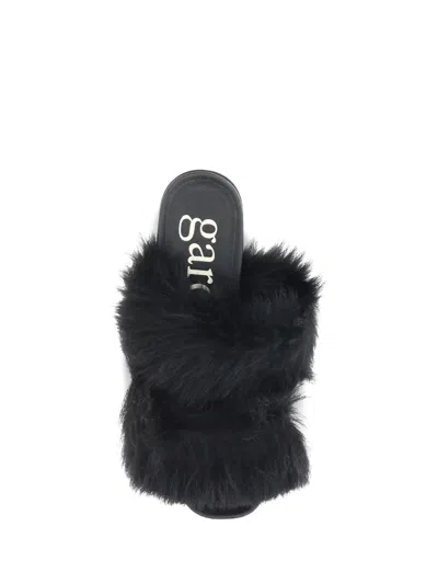 Pedro Garcia Fur-trimmed Mules Sandals In Black