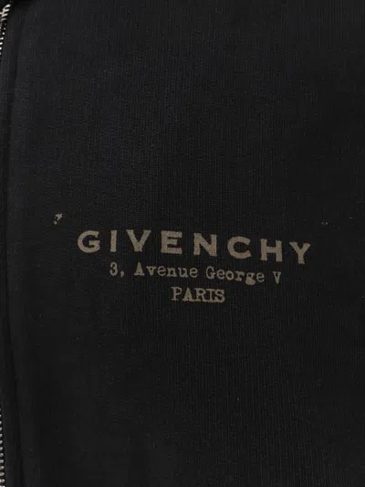 Givenchy Logo Stamp Zip-up Hooded Sweatshirt In Black