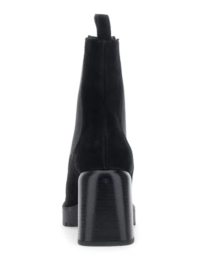 Pollini Elasticated-panel Block-heel Boots In Black