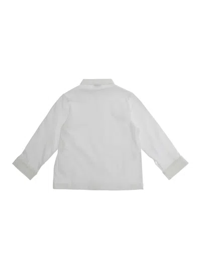 Il Gufo White Round Neck Shirt With Front Logo In Cotton Baby In White