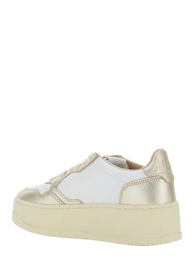Autry Medalist Platform Sneakers With Padded Collar And Leather Insole In White