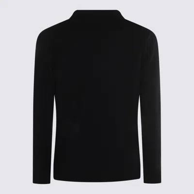 Zanone Crewneck Sweater With Front Pockets And Notched Lapel In Black