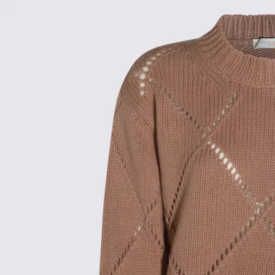 Zanone Diamond-pattern Knit Sweater In Brown