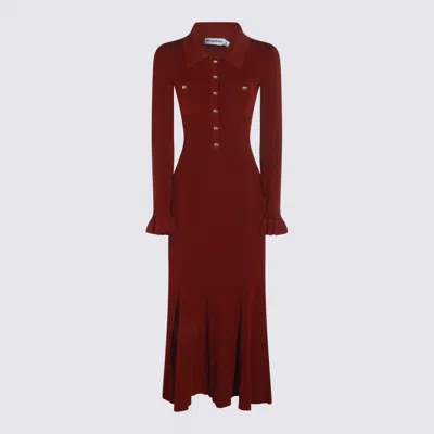 Self-portrait Knee Length Dress With Flared Cuffs And Pockets In Red