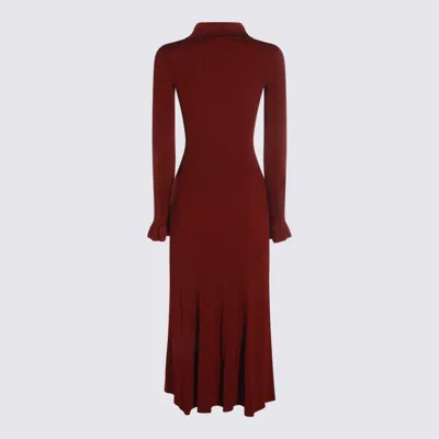 Self-portrait Knee Length Dress With Flared Cuffs And Pockets In Red