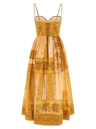 Zimmermann Lucky Corset Midi Dress Mustard Banana In Brown
