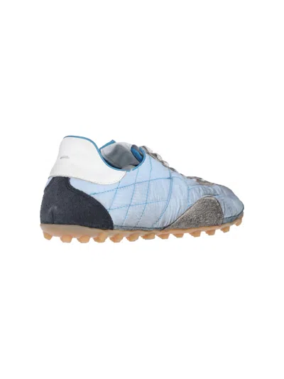 Maison Margiela Quilted Low-top Sneakers With Suede Overlays And Gum Rubber Sole In Blue
