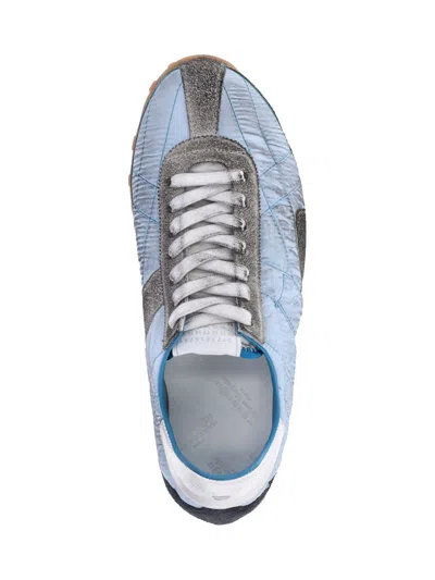 Maison Margiela Quilted Low-top Sneakers With Suede Overlays And Gum Rubber Sole In Blue
