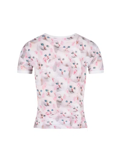 Diesel Cat-print T-shirt With Short Sleeves Throughout In Multi