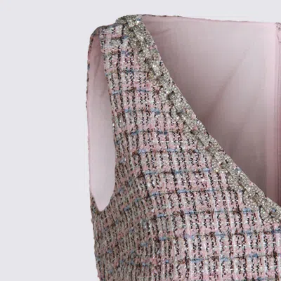 Self-portrait Pink Bouclé Faux Fur Hem Minidress In Pink