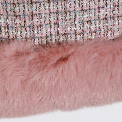 Self-portrait Pink Bouclé Faux Fur Hem Minidress In Pink