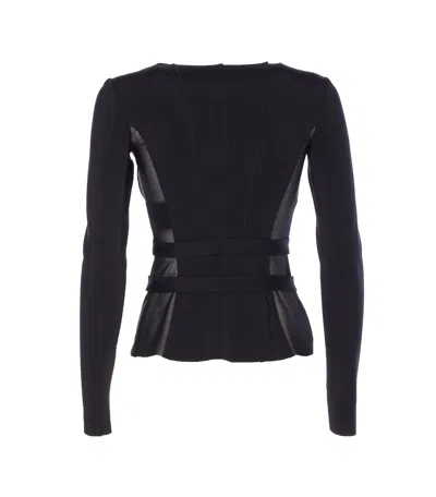Elisabetta Franchi Sheer Panel Wide Neckline Jacket In Black
