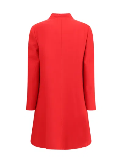 Valentino Wool And Cashmere Coat In Red