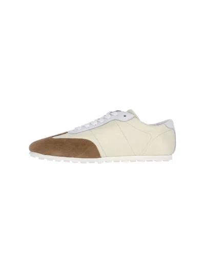 Marni Softy Soccer Suede-detail Leather Sneakers In White