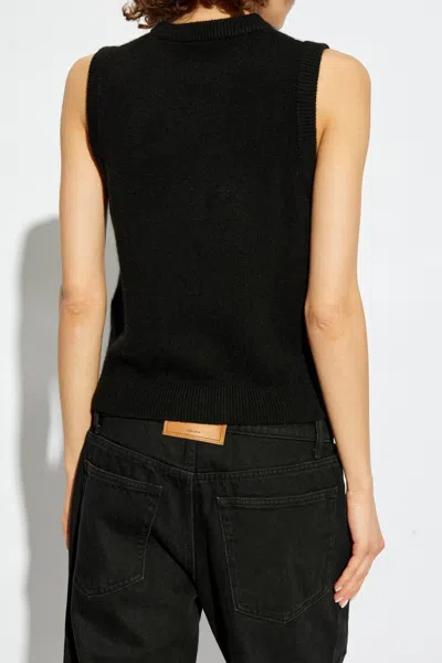 Diesel Slim-fit Wool And Cashmere Vest With Cut-out Logo In Black