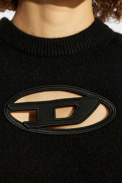 Diesel Slim-fit Wool And Cashmere Vest With Cut-out Logo In Black