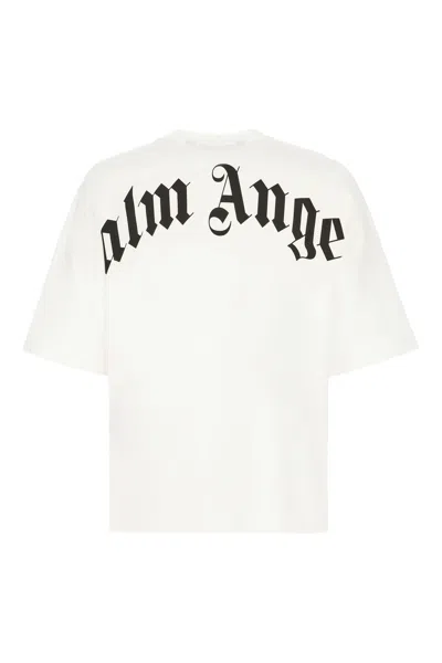 Palm Angels Oversized Logo Back Curved Short Sleeves T-shirt In White