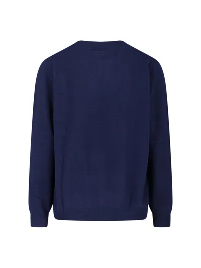 Polo Ralph Lauren Merino Wool Crew Neck Sweater With Embroidered Logo And Ribbed Detailing In Blue