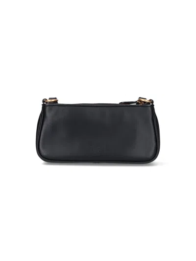 Pinko Leather Mini Baguette Bag In Black