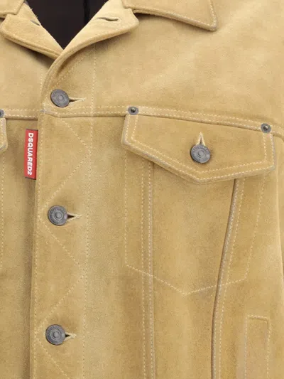 Dsquared2 Men Suede Jacket In Nude
