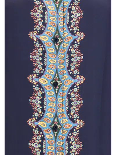 Etro Paisley-print Silk Shirt In Blue