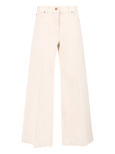 Aspesi High-waisted Wide-leg Pants With Belt Loops And Seam Details In Neutral