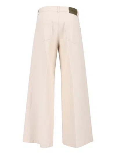 Aspesi High-waisted Wide-leg Pants With Belt Loops And Seam Details In Neutral