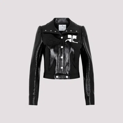 Courrèges Black Vinyl Jacket In Black