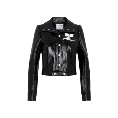 Courrèges Black Vinyl Jacket In Black