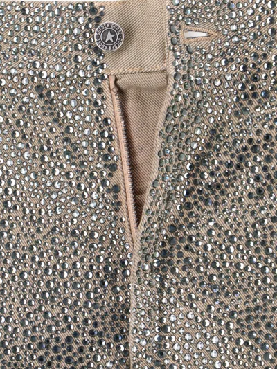Golden Goose Straight-leg Pants With Gradient Crystal Embellishment In Gold