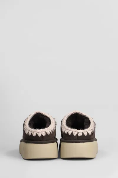 Mou Bounce Clog Slipper-mule In Brown Suede In Brown