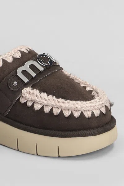 Mou Bounce Clog Slipper-mule In Brown Suede In Brown