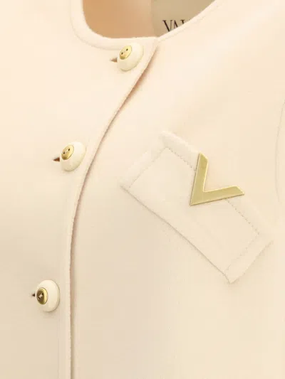 Valentino Short Dress In Wool And Cashmere In White