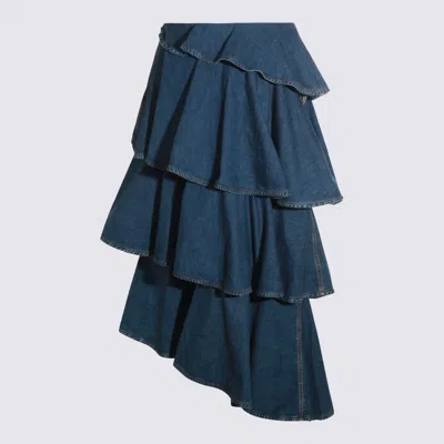 Alaïa Alaia Spiral Skirt In Denim In Blue