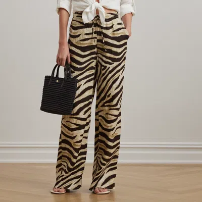 Ralph Lauren Womens Zebra Print Linen Wide Leg Pants Xs 3x In Animal Print