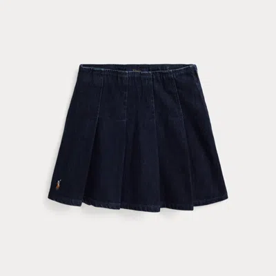 Polo Ralph Lauren Pleated Denim Skirt In Blue