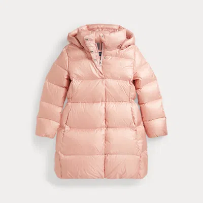 Polo Ralph Lauren Ralph Lauren Metallic Down Hooded Long Jacket In Pink